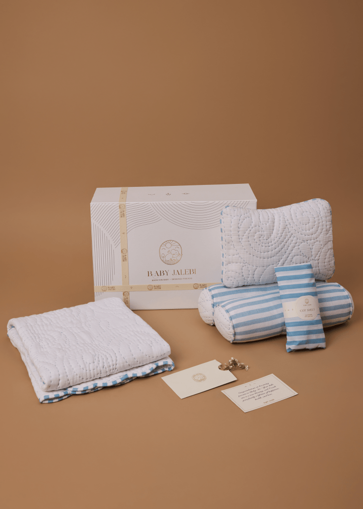 Heirloom Blue Cot Bedding Set - Baby Jalebi