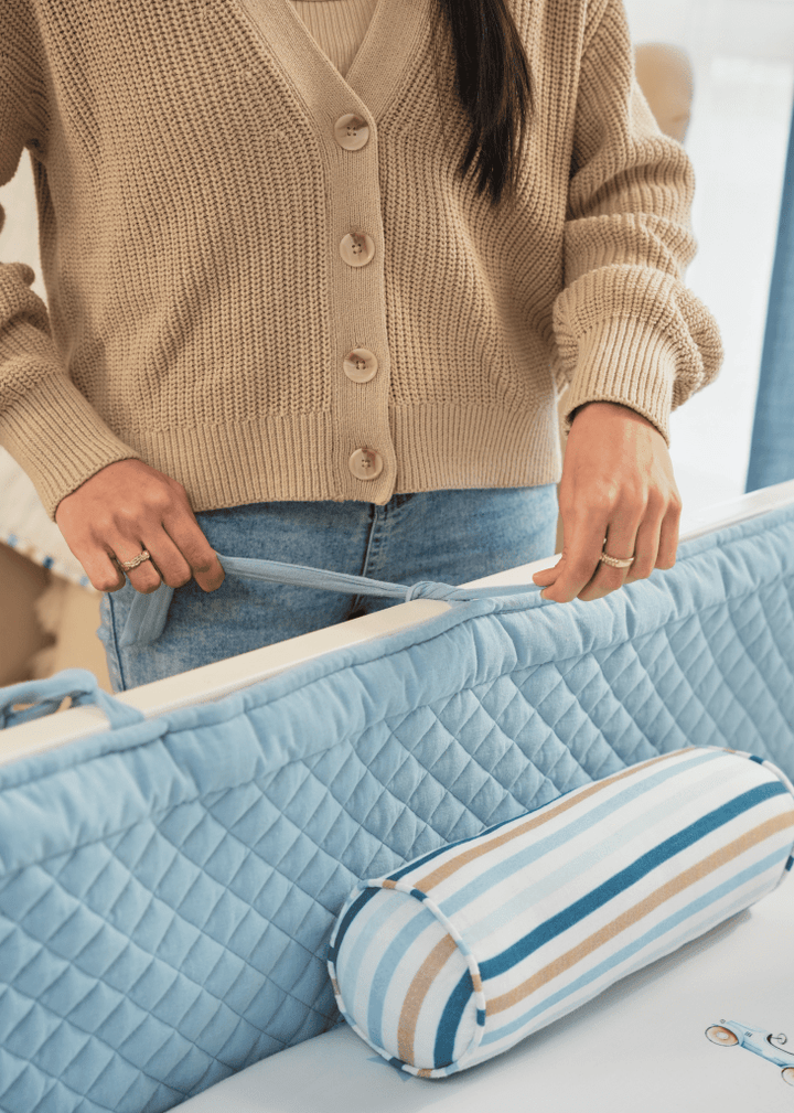 Cot Bumper - Blue - Baby Jalebi
