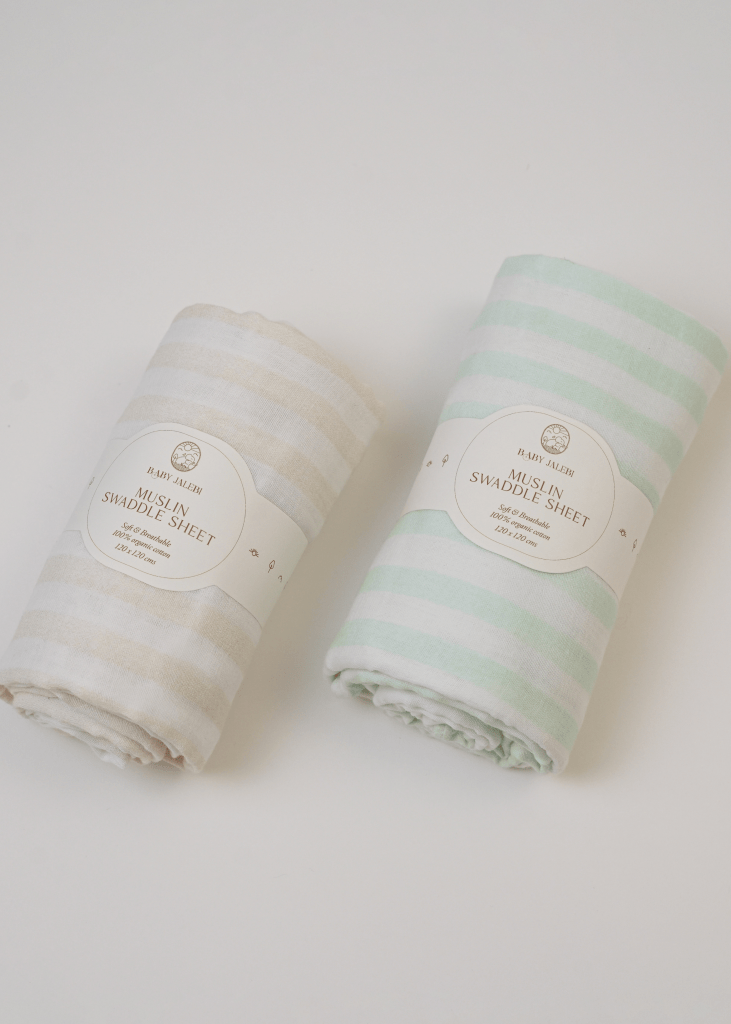 Stripes Organic Muslin Swaddle Set of 2 - Baby Jalebi