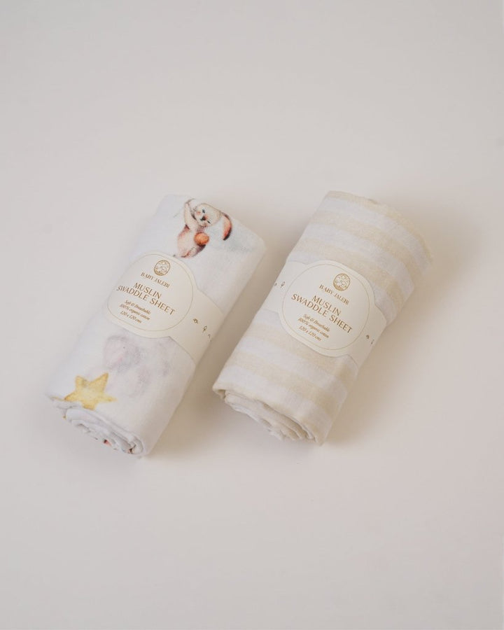 Up in The Clouds Organic Muslin Swaddle Set - Baby Jalebi