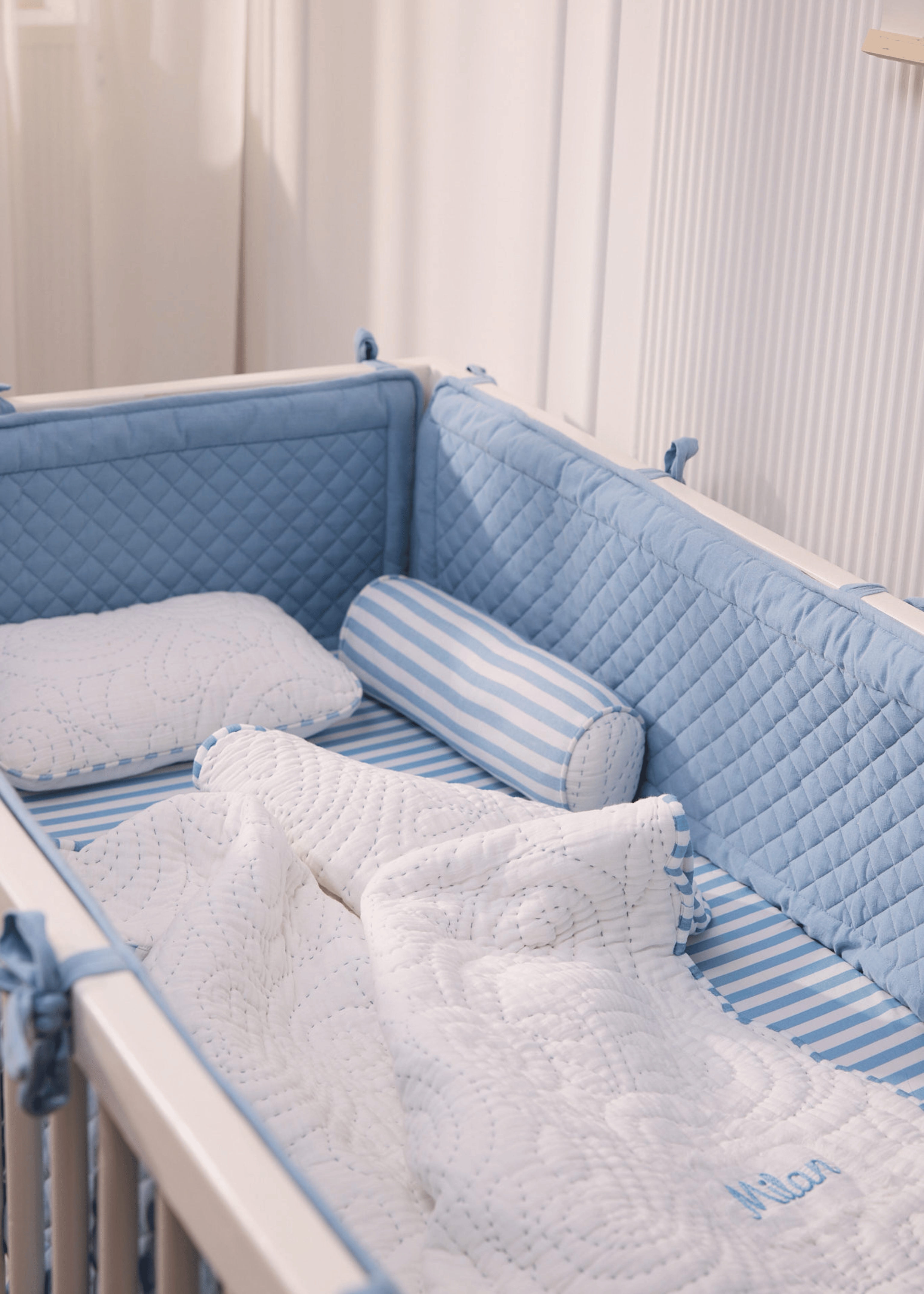 Heirloom Blue Cot Bedding Set