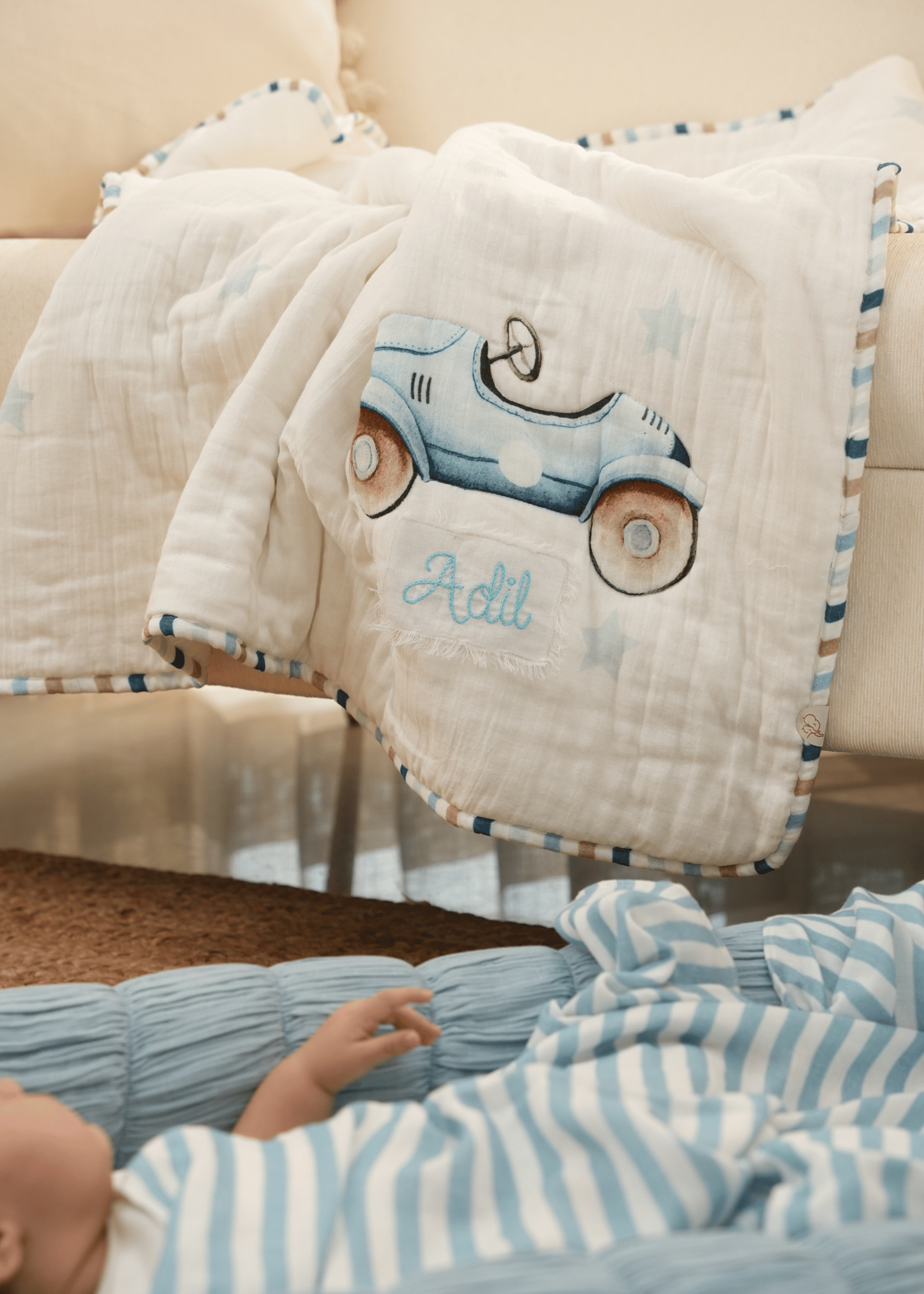 Sleel Cloud ( Blue ) + Roadster Baby Blanket