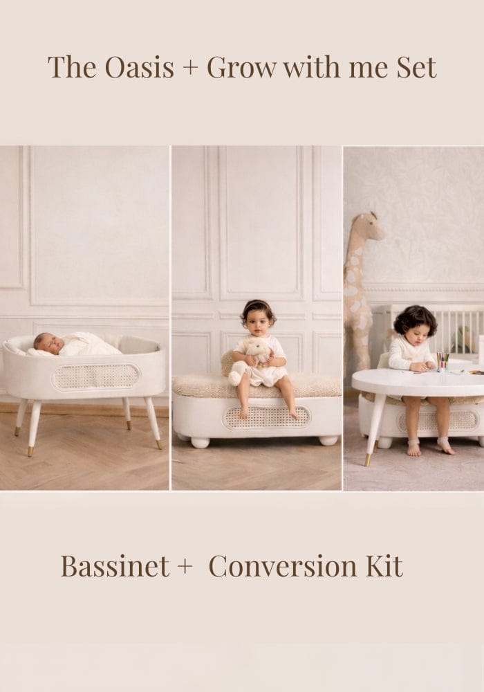 Baby Jalebi Baby & Toddler Oasis Bassinet + Grow with me Kit- Milk