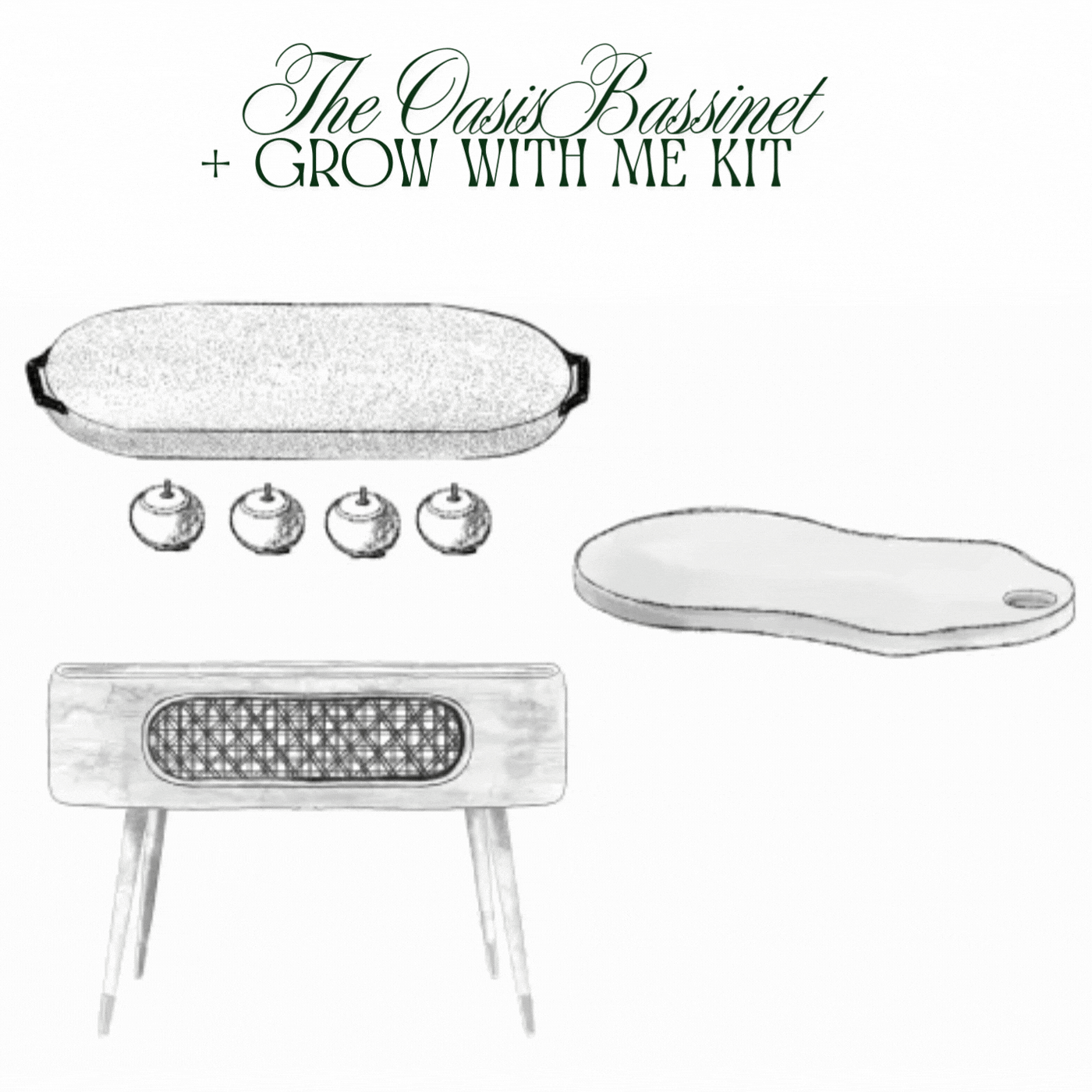 Baby Jalebi Baby & Toddler Oasis Bassinet + Grow with me Kit - Nutmeg