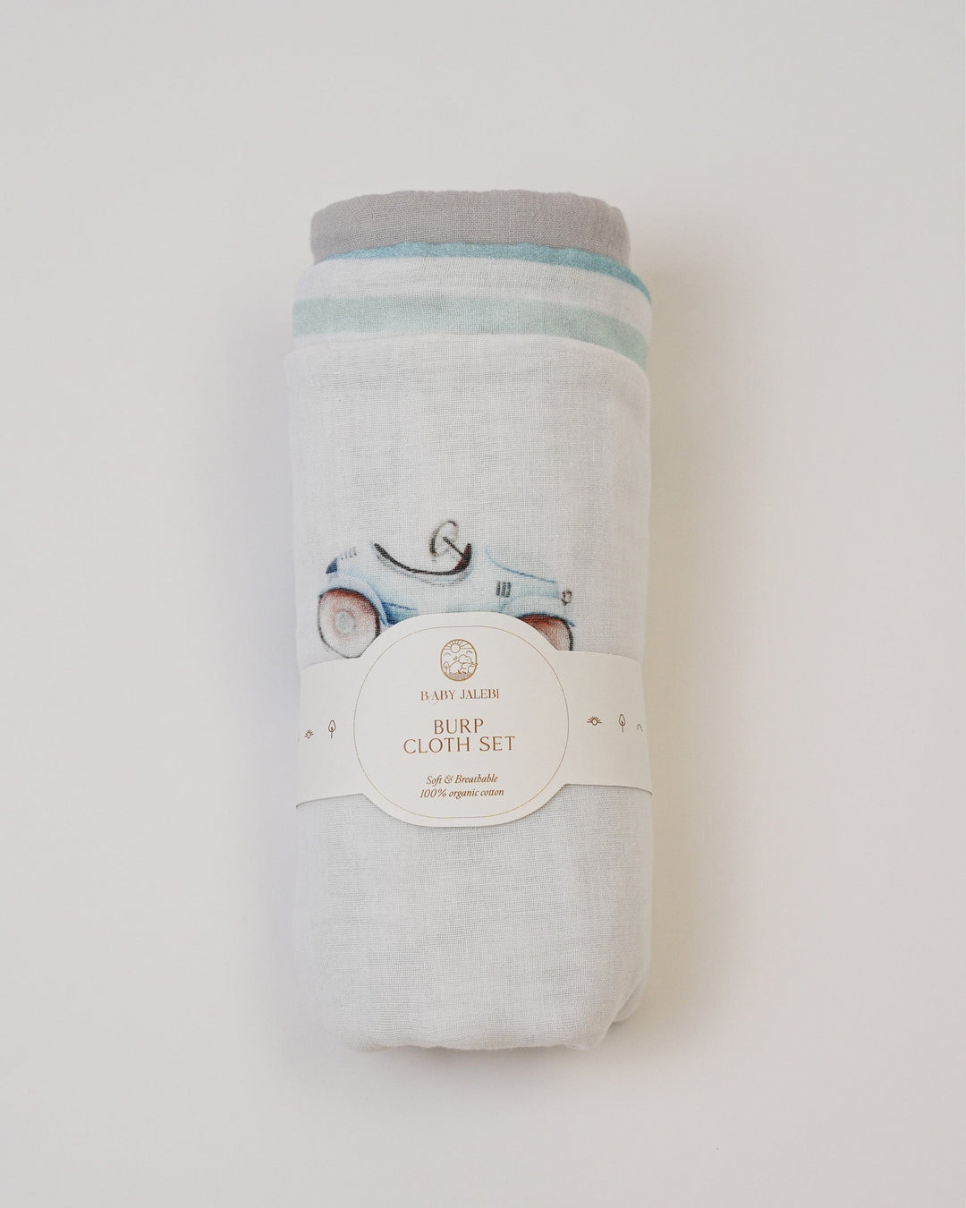 Baby Jalebi Baby & Toddler Set of 3 Burp Cloths Roadster + grey + Stripes