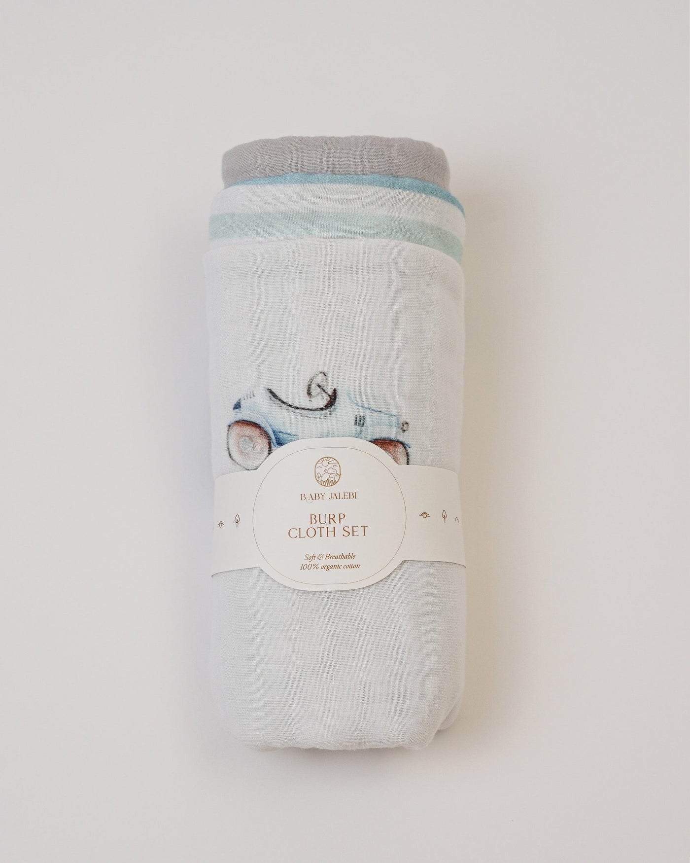Baby Jalebi Baby & Toddler Set of 3 Burp Cloths Roadster + grey + Stripes