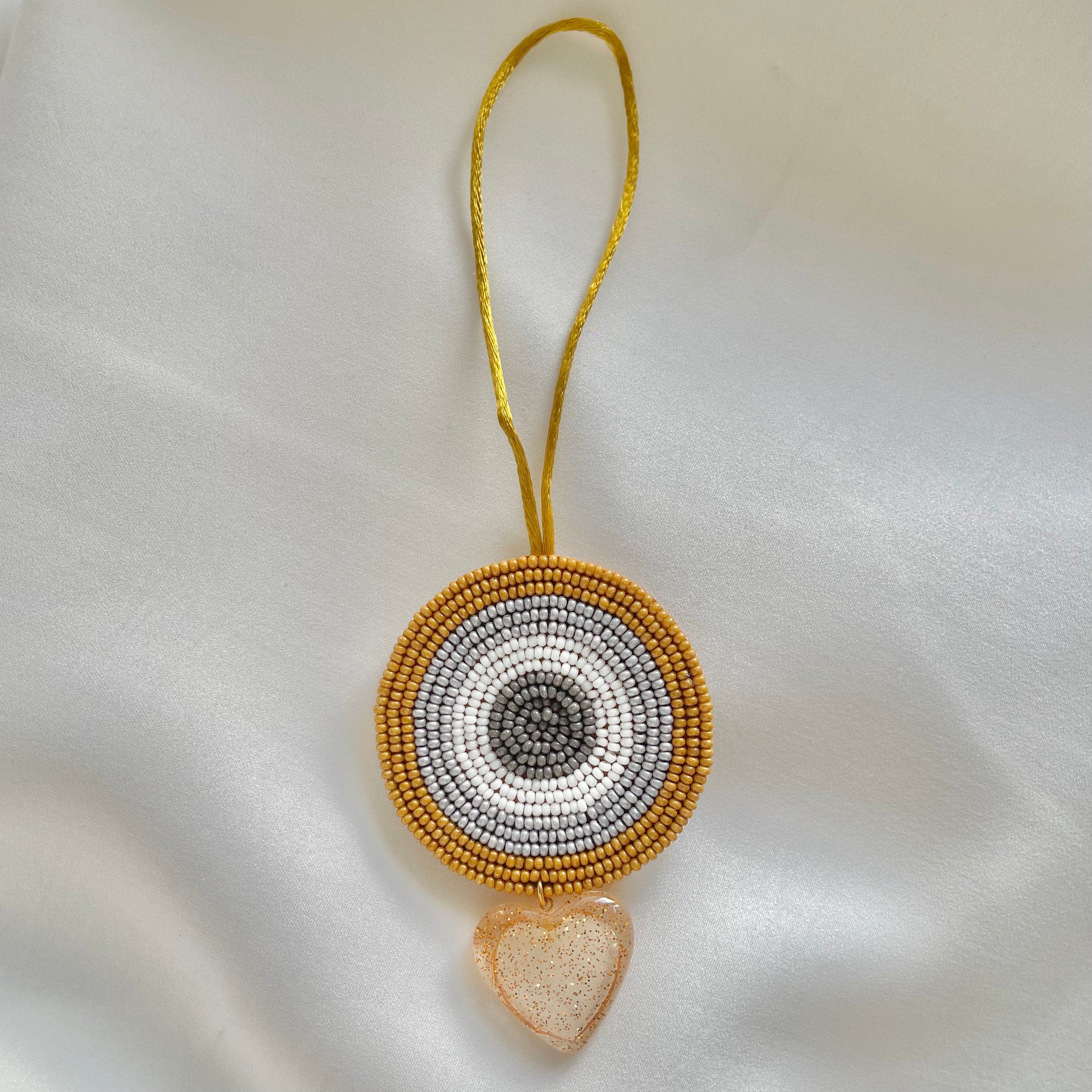 Baby Jalebi Beaded Behold Bag Charm ( Mustard x Grey )
