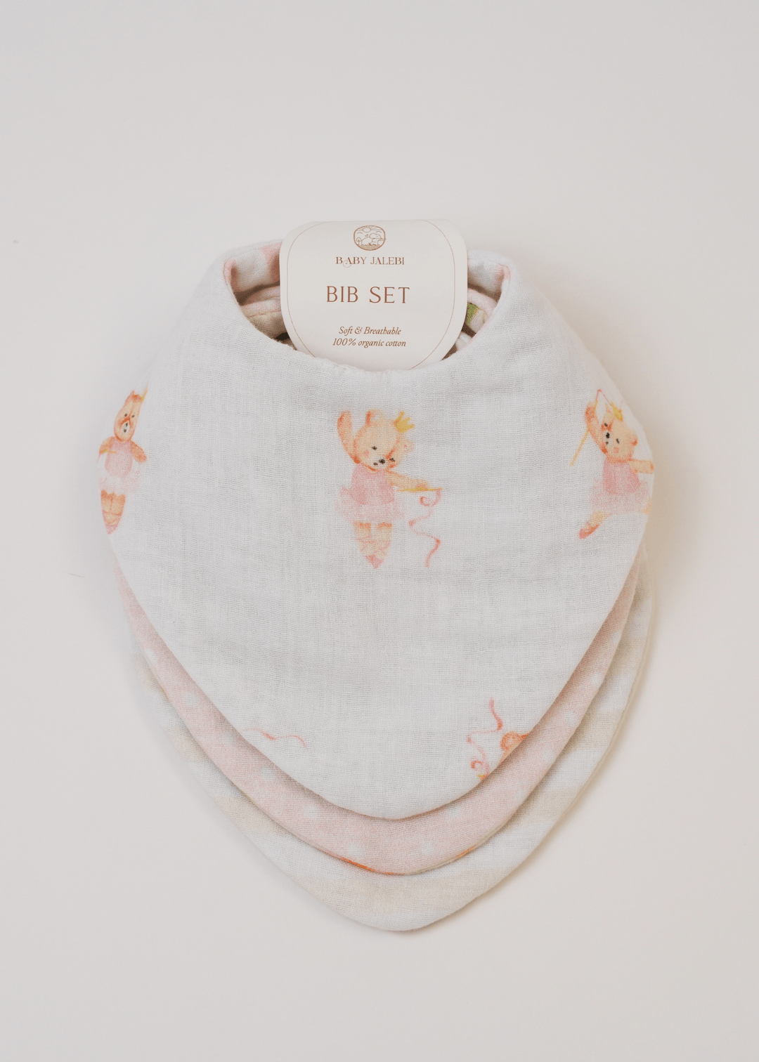 Baby Jalebi Bibs Set of 3 Bibs Ballerina + Floral + Stripes