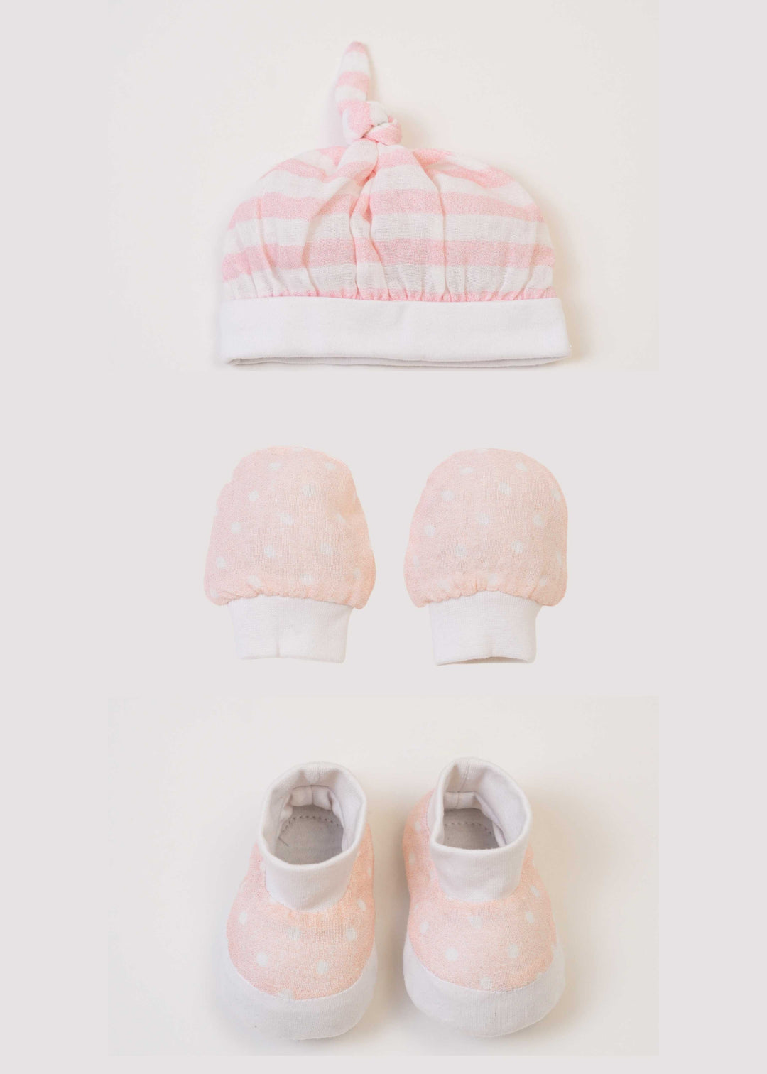 Baby Jalebi Cap Mittens Booties Cap +Mittens + Booties set - Pink
