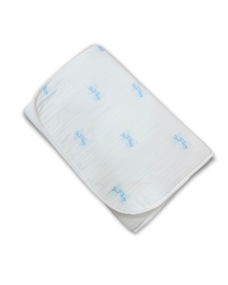 Baby Jalebi Changing Mat Baby Blue bow Waterproof Liner for the Cloud / Mat