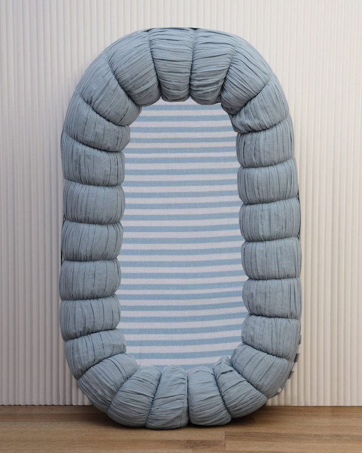 Baby Jalebi Changing Mat Blue stripes Waterproof Liner for Sleep Cloud / Mat