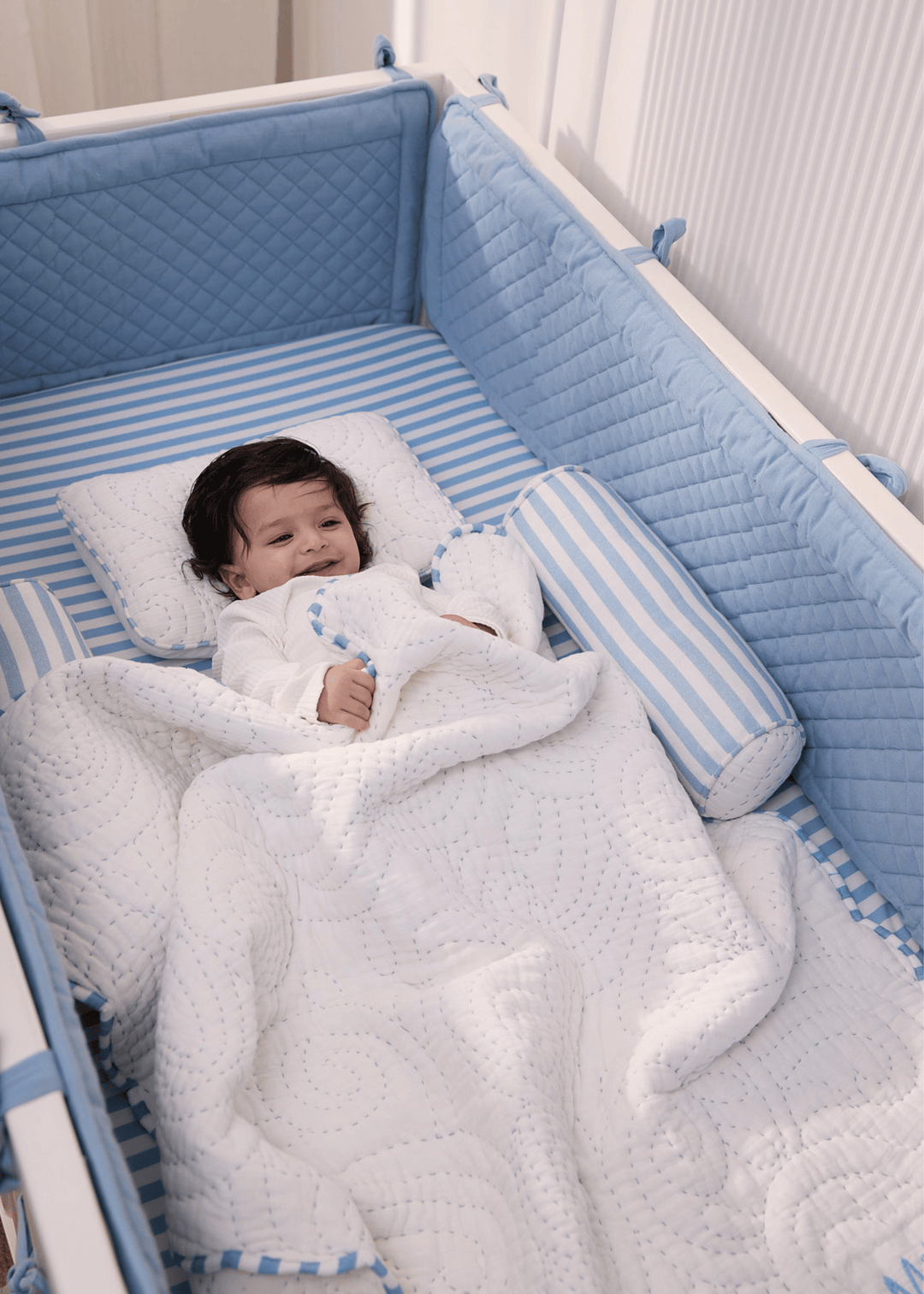 Baby Jalebi Cot Bedding Sets Heirloom Blue Complete Cot Bedding Set with Bumper