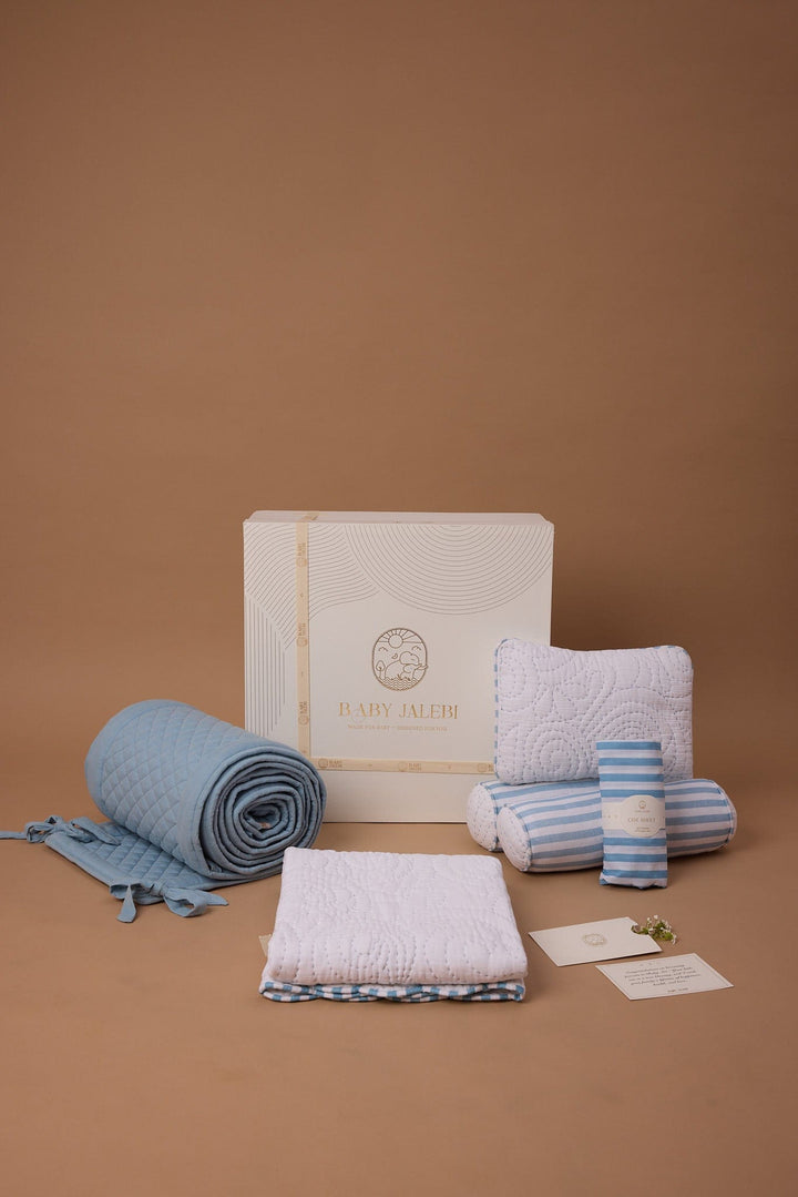 Baby Jalebi Cot Bedding Sets Heirloom Blue Complete Cot Bedding Set with Bumper