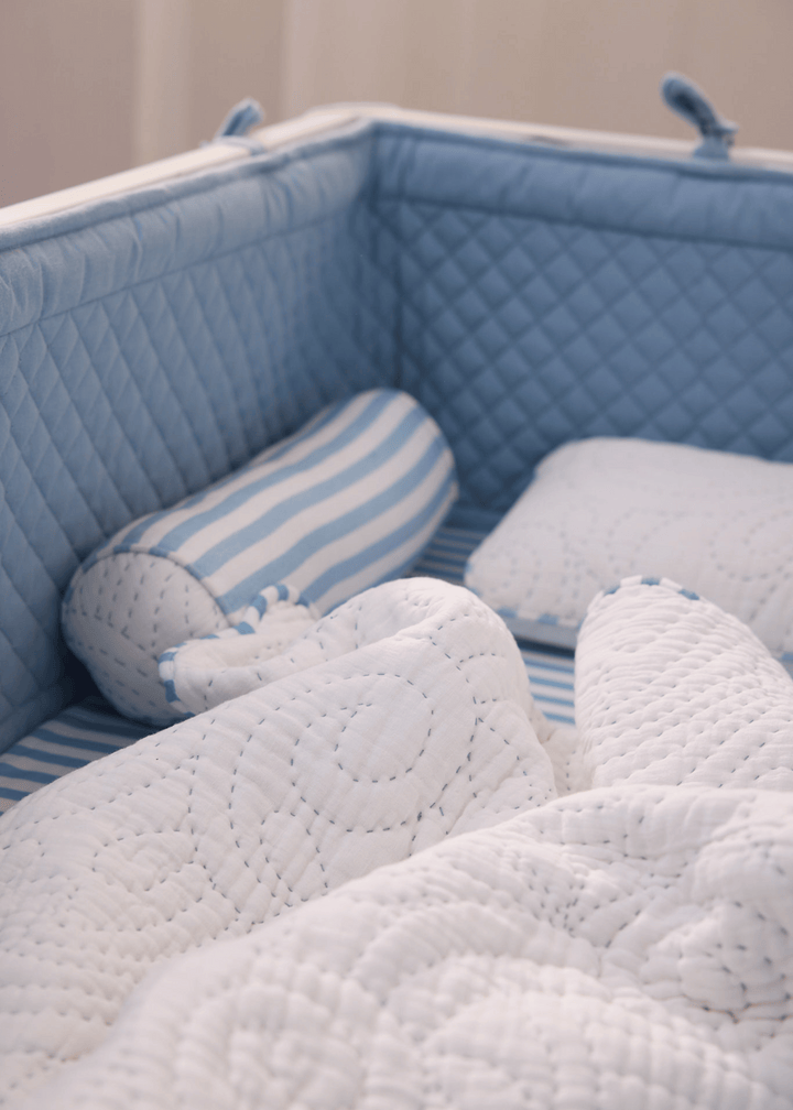 Baby Jalebi Cot Bedding Sets Heirloom Blue Complete Cot Bedding Set with Bumper