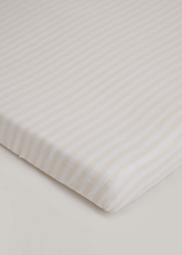 Beige & White Fitted Cot Sheet - Baby Jalebi