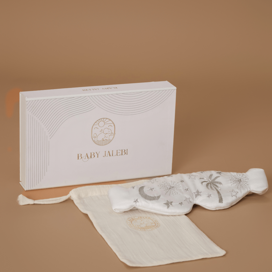 Baby Jalebi Cot Sheets Celeste Silk Satin Eye Mask