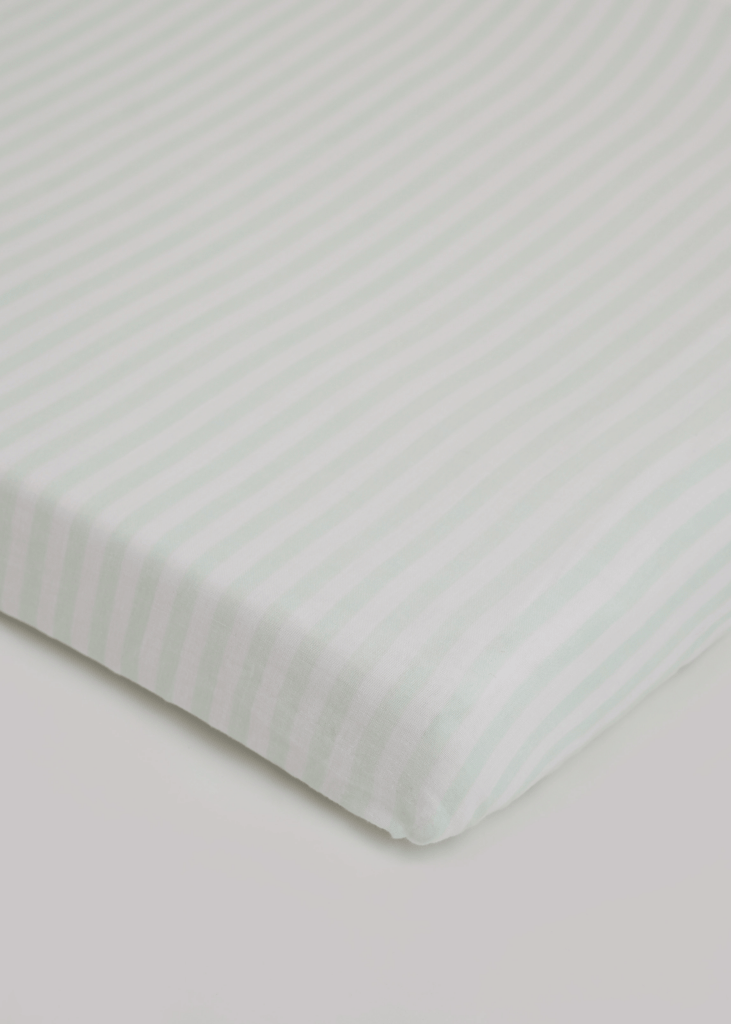 Mint & White Fitted Cot Sheet - Baby Jalebi