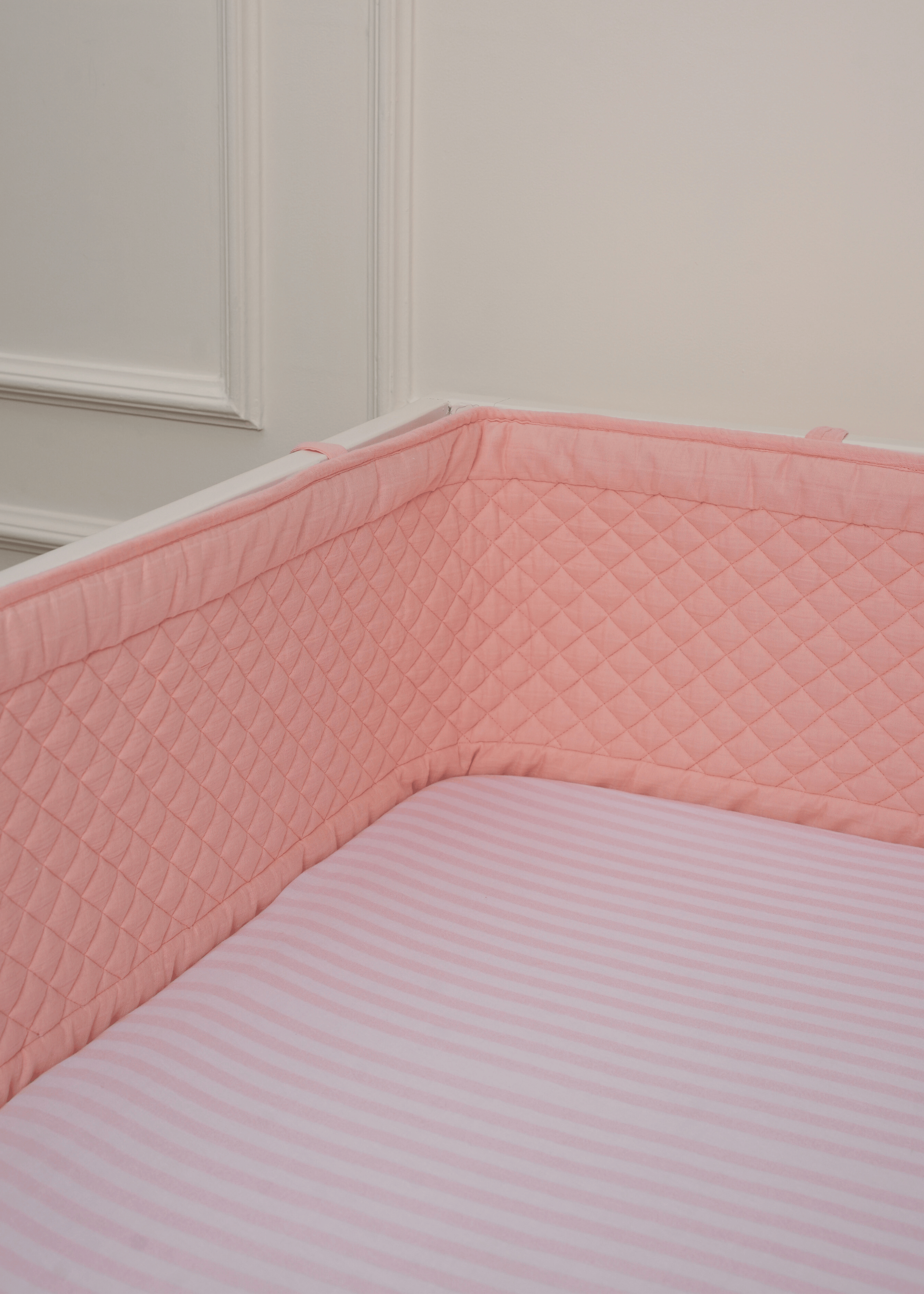 Baby Jalebi Cot Sheets Pink & White Fitted Cot Sheet