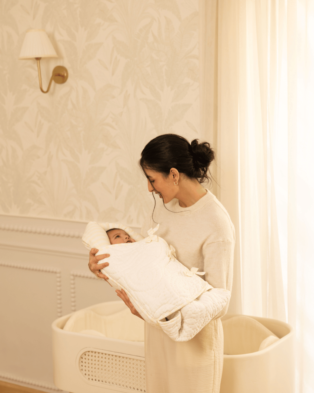 Baby Jalebi Crescent Sleeping Bag Cocoon Newborn Wrap - Ecru