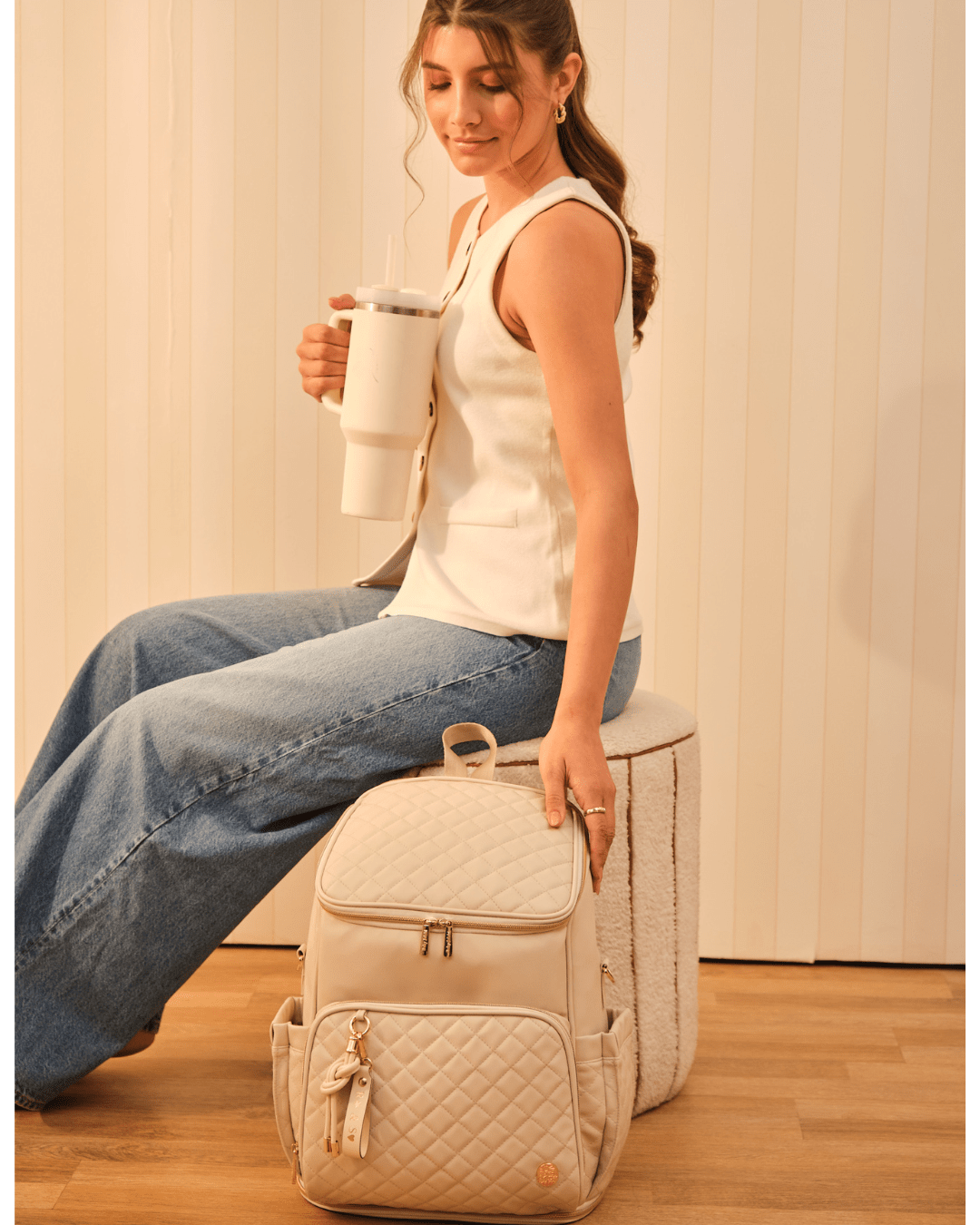 Baby Jalebi Diaper Bags The City Trooper - Ecru