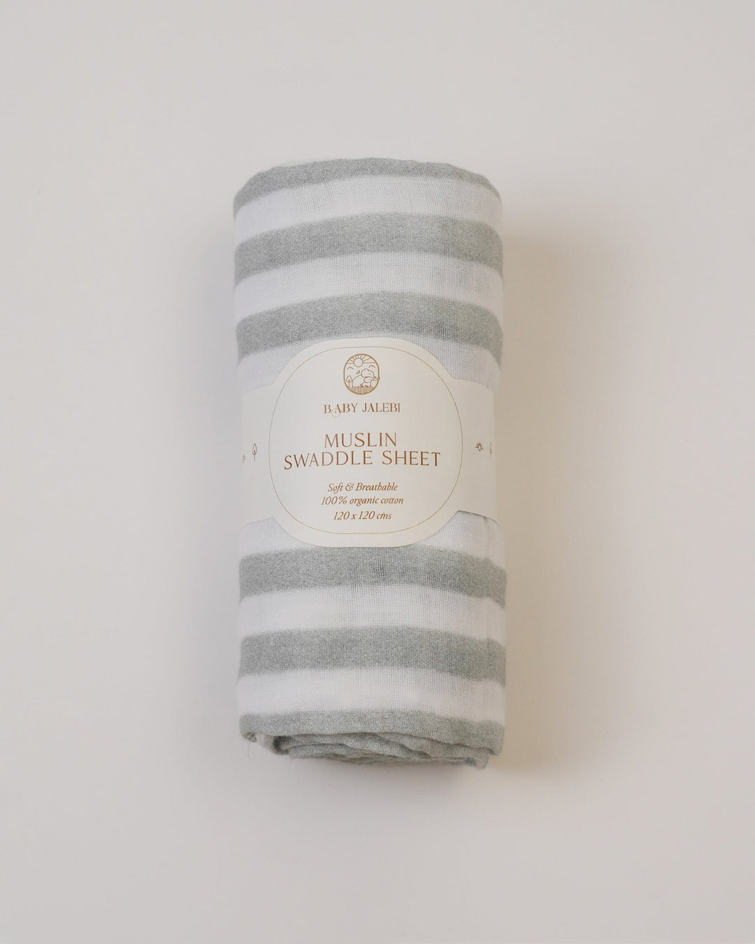 Baby Jalebi Grey stripes Organic Muslin Swaddle