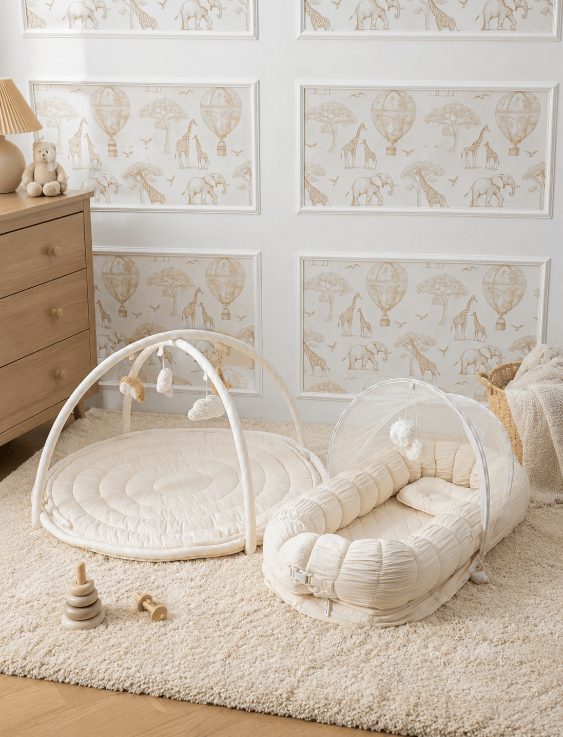 Baby Jalebi Island Play Mat & Cloud Set – Ecru
