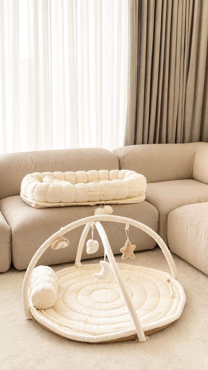 Baby Jalebi Island Play Mat & Cloud Set – Ecru