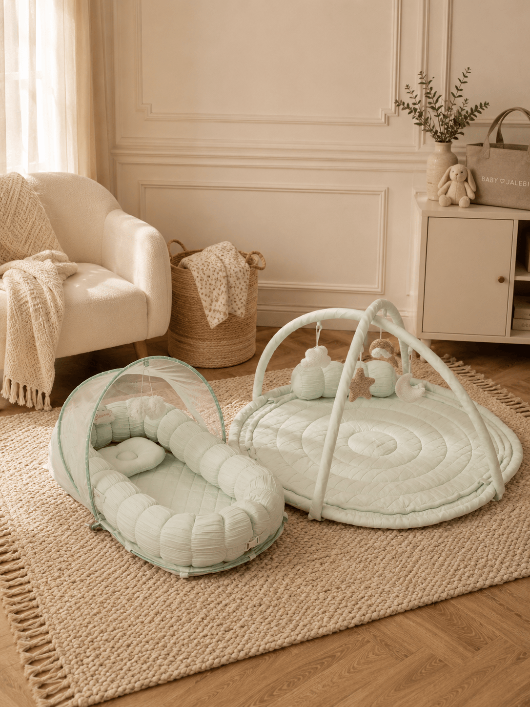 Baby Jalebi Island Play Mat & Cloud Set –Mint