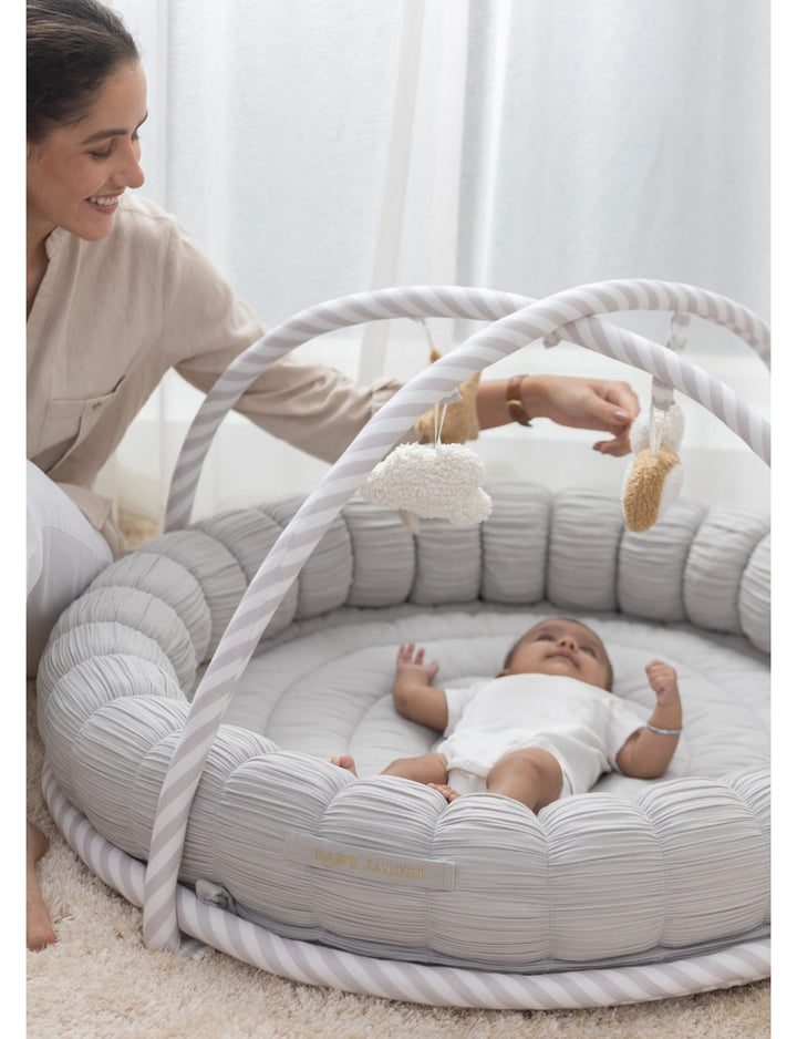 Baby Jalebi Island Play Mat with Bumper Set – GREY - The Complete Dream Team
