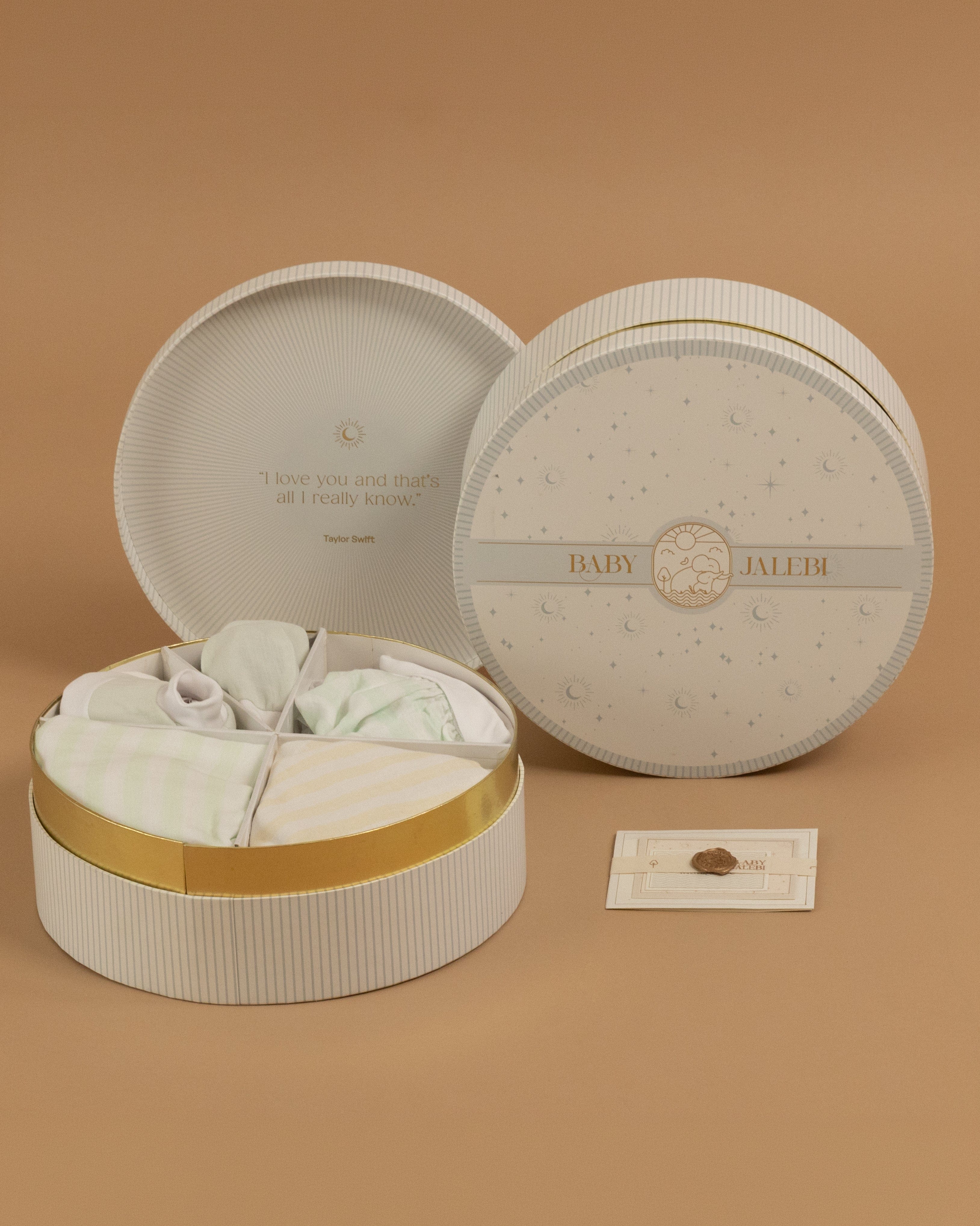 Baby Jalebi Newborn Essentials Gift Box Mint Stripes Welcome Baby Box