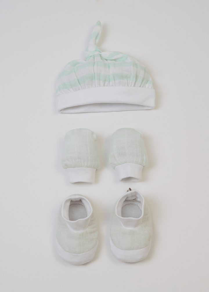 Baby Jalebi Newborn Essentials Gift Box Mint Stripes Welcome Baby Box