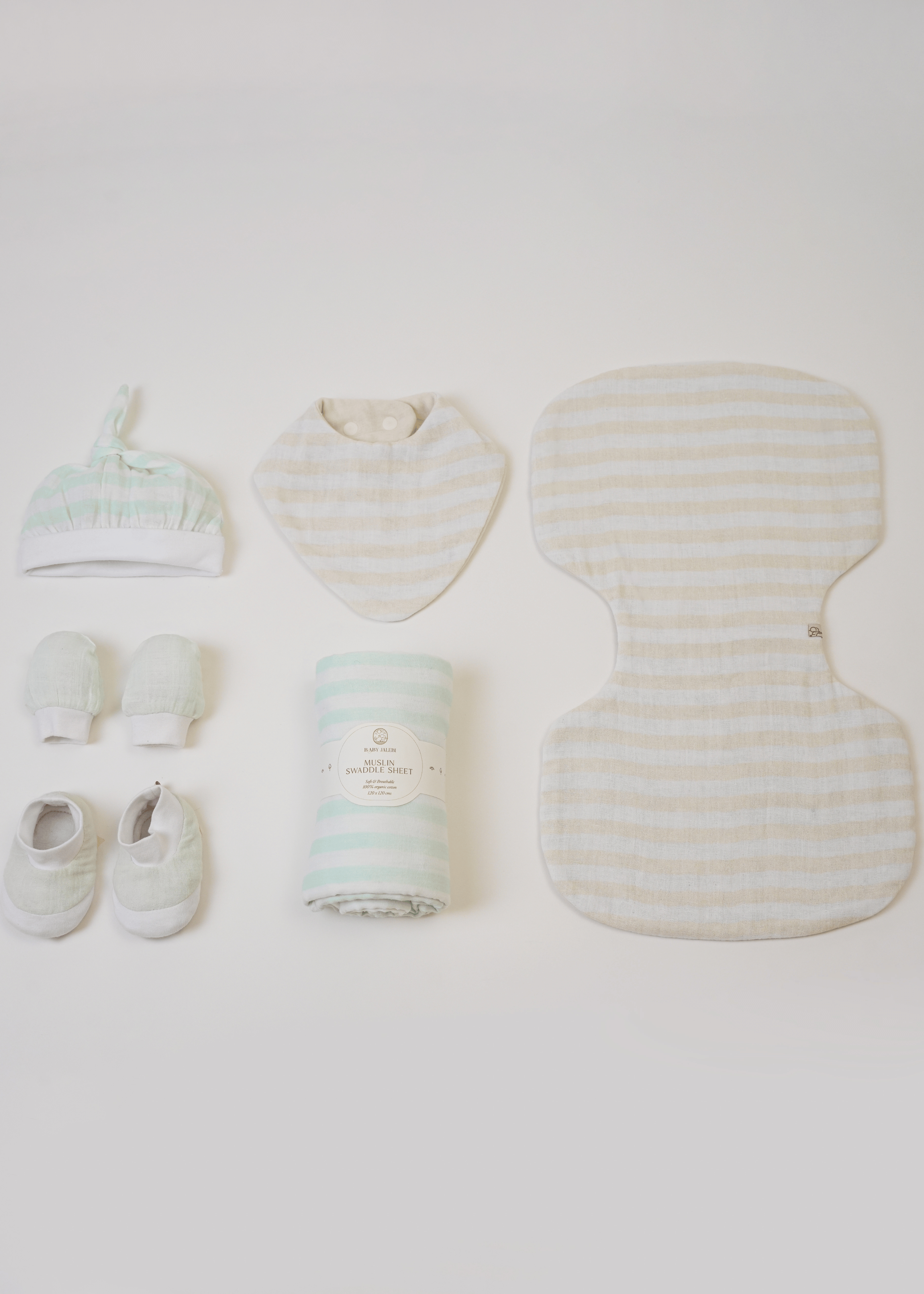 Baby Jalebi Newborn Essentials Gift Box Mint Stripes Welcome Baby Box