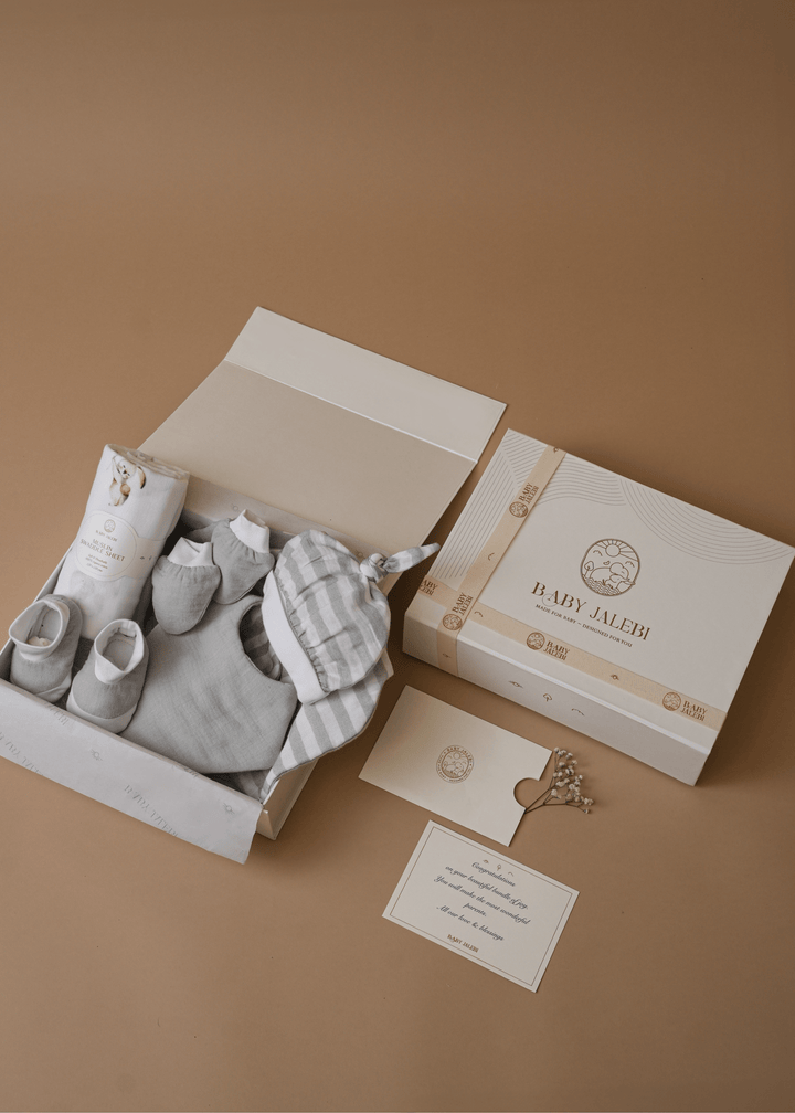 Baby Jalebi Newborn Essentials Gift Box Up in the Clouds Welcome Baby Box