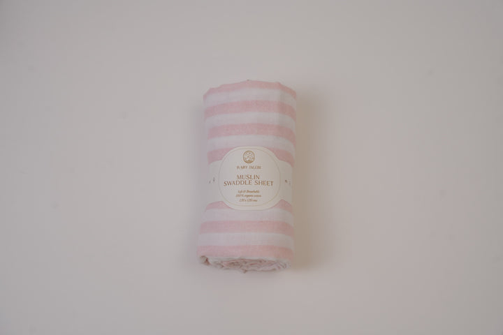 Baby Jalebi PINK STRIPES Organic Muslin Swaddle