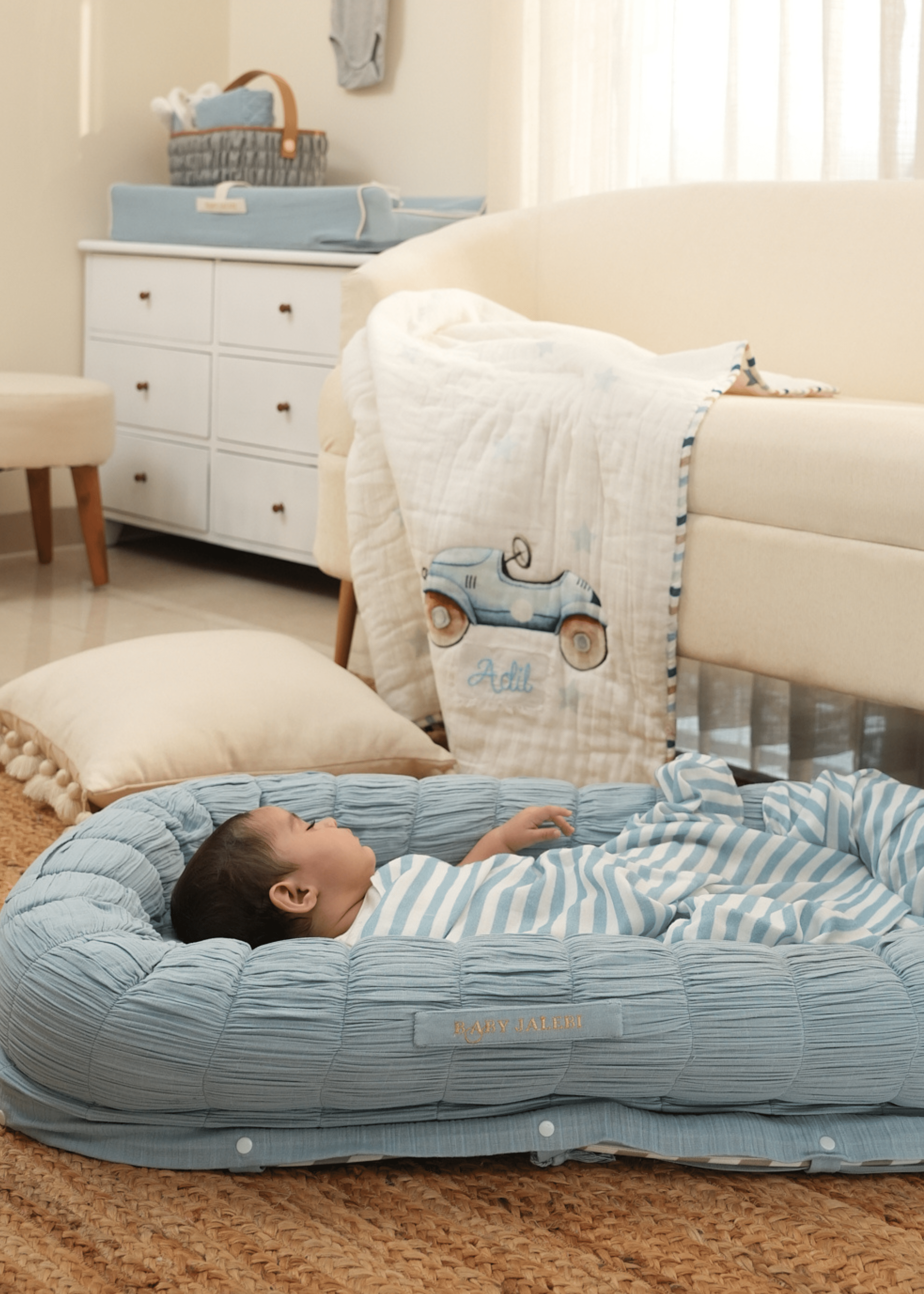 Baby Jalebi Sleep Cloud Blanket Combo The Cloud - Blue Sleep Nest + Roadster Baby Blanket