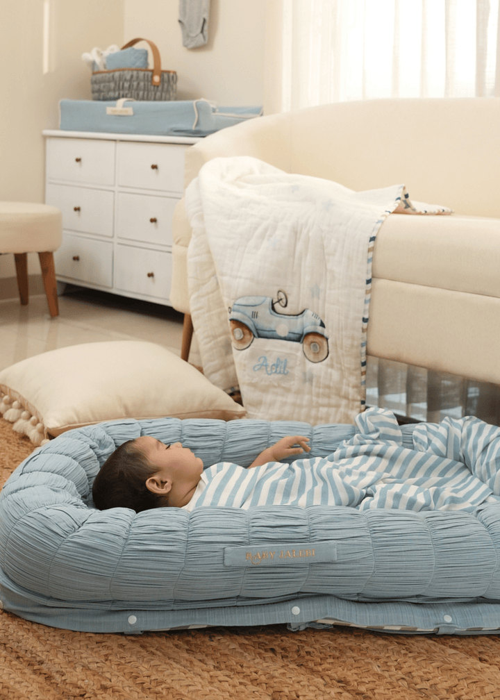 Baby Jalebi Sleep Cloud Blanket Combo The Cloud - Blue Sleep Nest + Roadster Baby Blanket