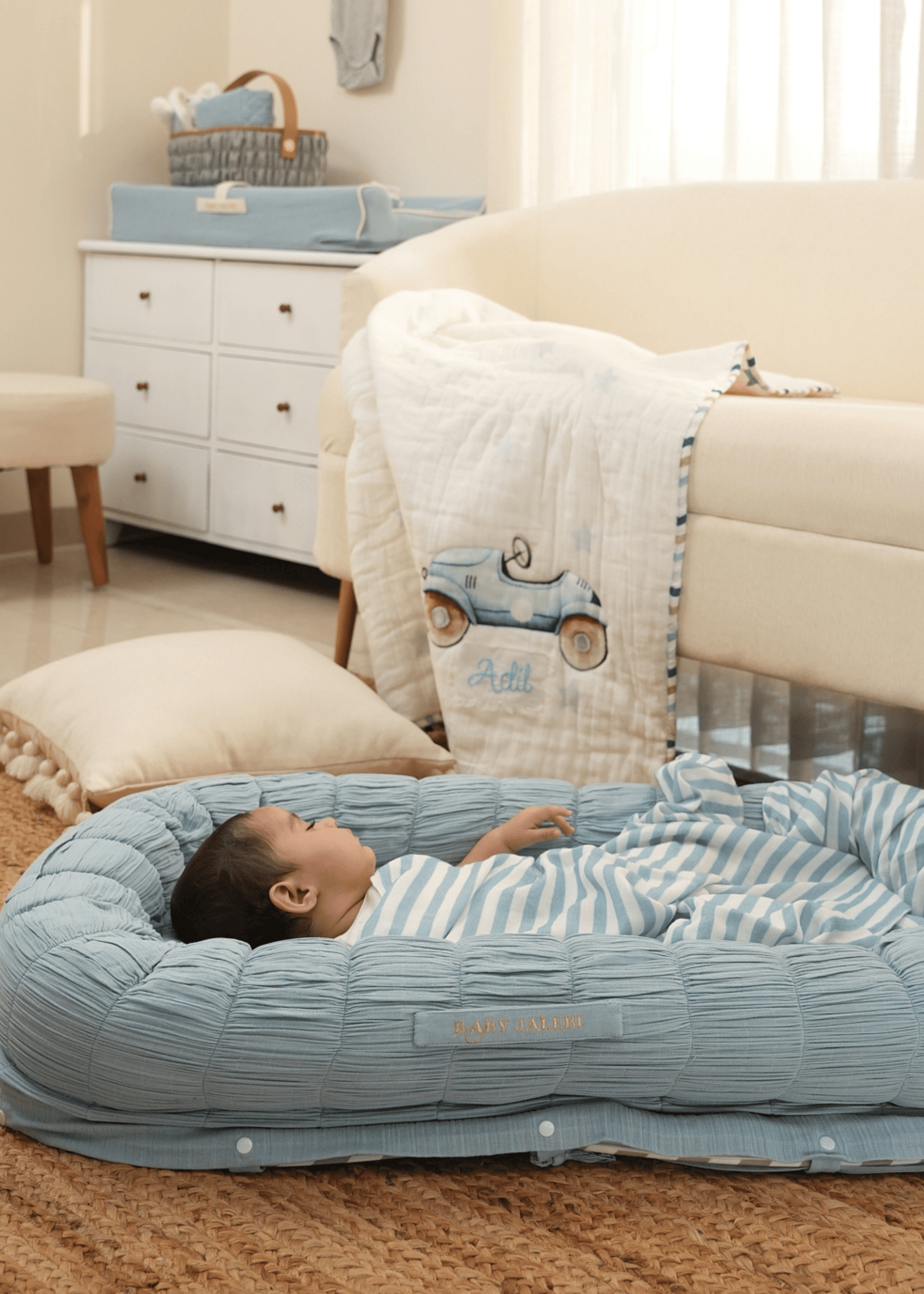 Baby Jalebi Sleep Cloud Blanket Combo The Cloud - Blue Sleep Nest + Roadster Baby Blanket