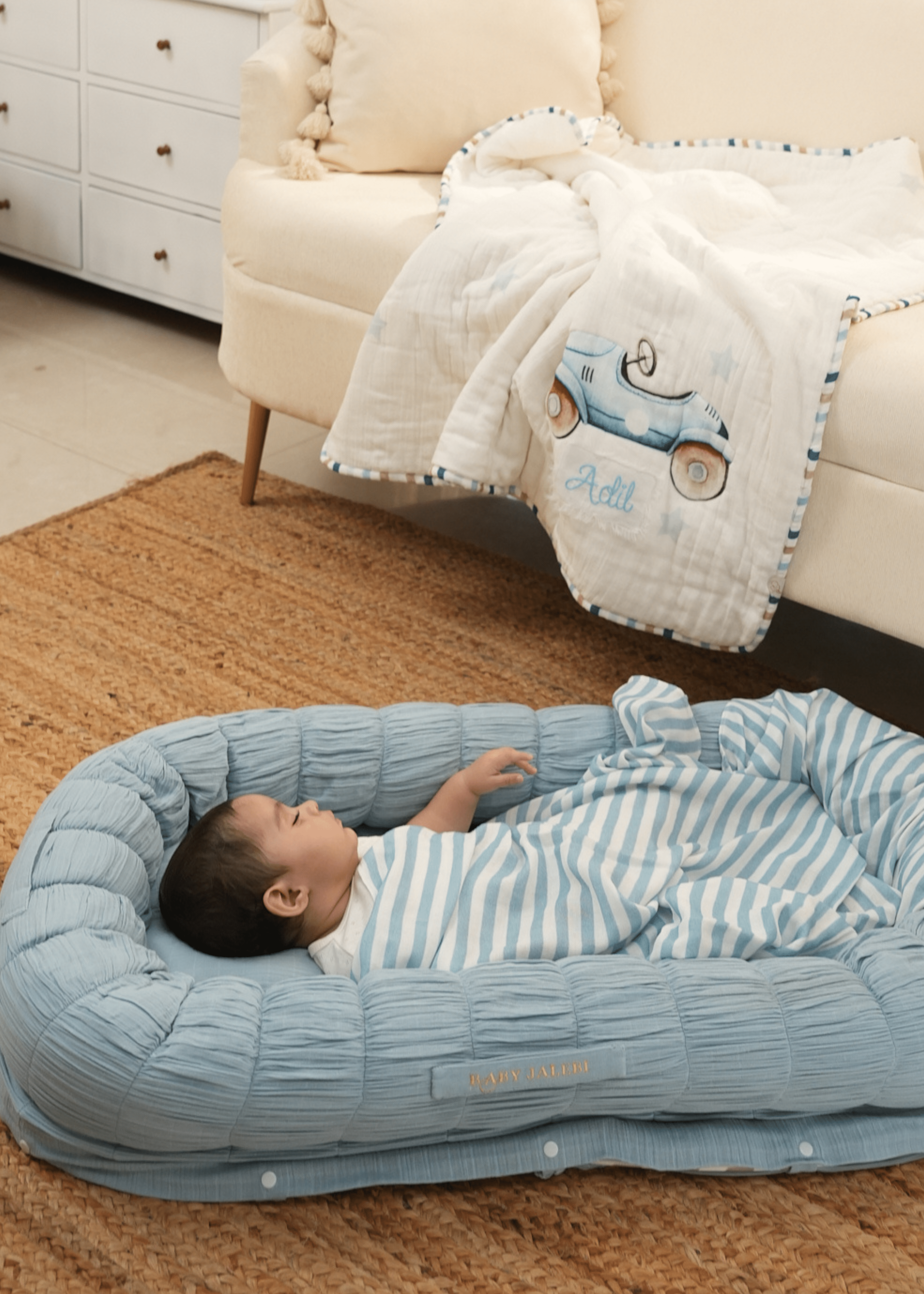 Baby Jalebi Sleep Cloud Blanket Combo The Cloud - Blue Sleep Nest + Roadster Baby Blanket