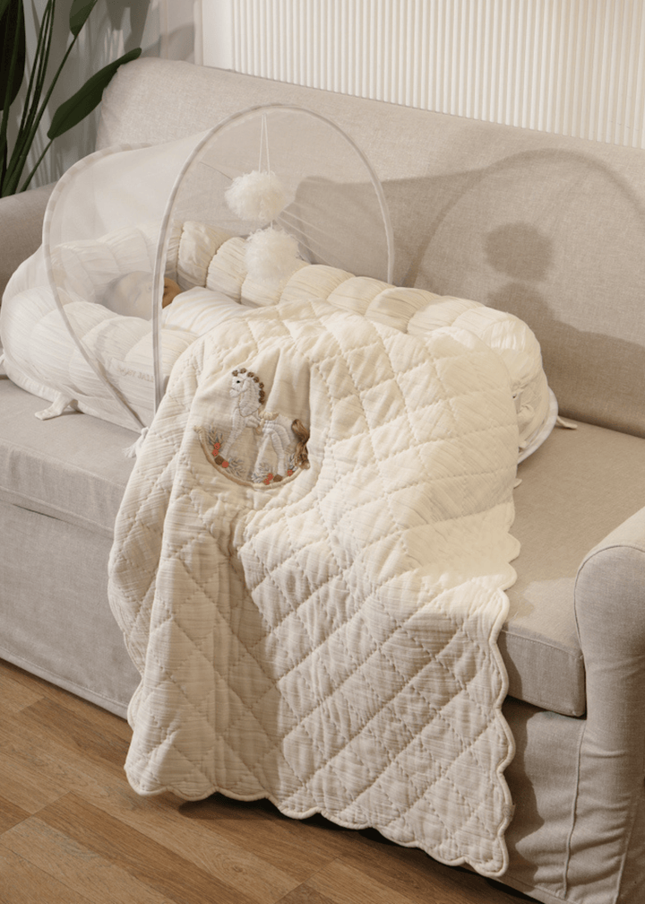Baby Jalebi Sleep Cloud Blanket Combo The Cloud - Ecru Sleep Nest  + Rocking Horse Baby Blanket