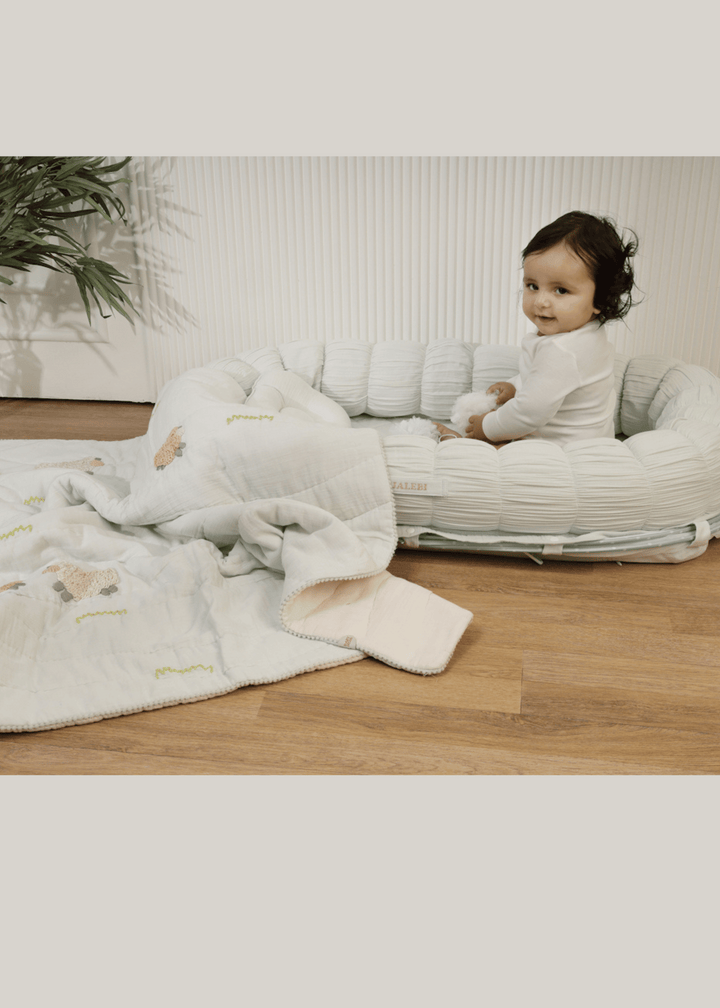 Baby Jalebi Sleep Cloud Nest The Cloud - Aqua Sleep Nest + Counting Sheep Blanket