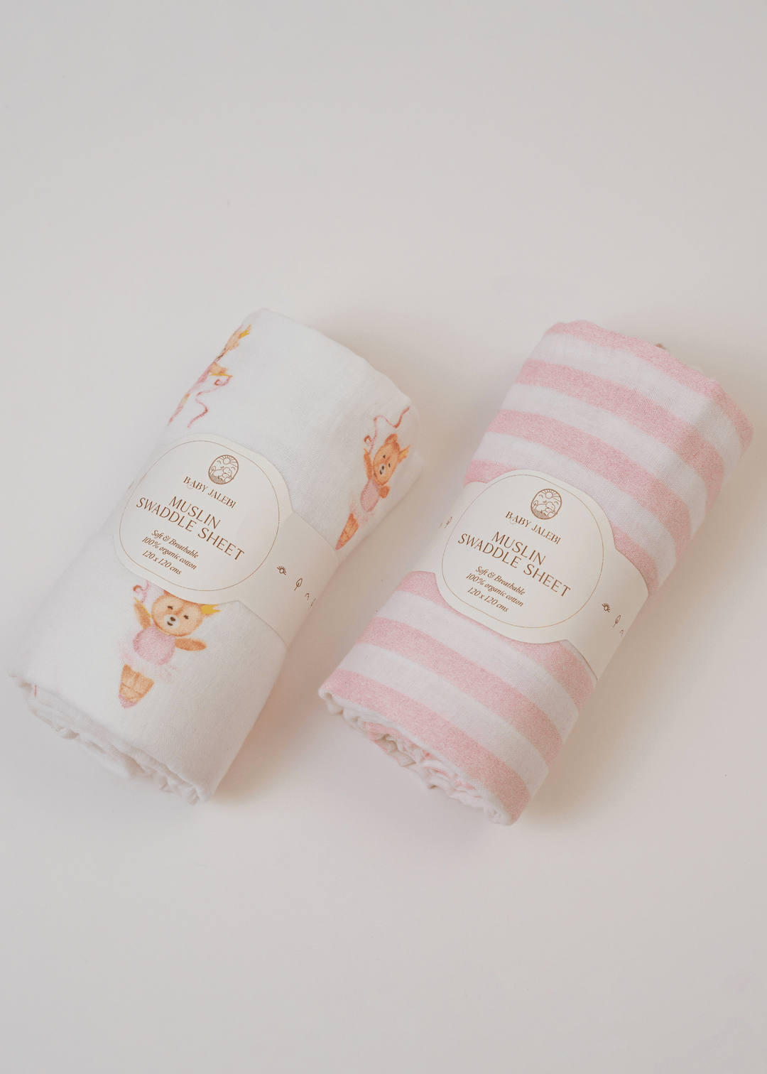 Baby Jalebi Swaddles Ballerina Bear Organic Muslin Swaddle Set of 2