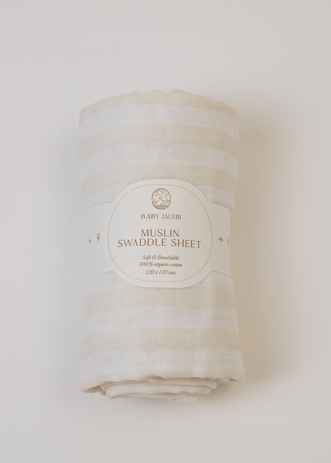 Baby Jalebi Swaddles Beige stripes Organic Muslin Swaddle