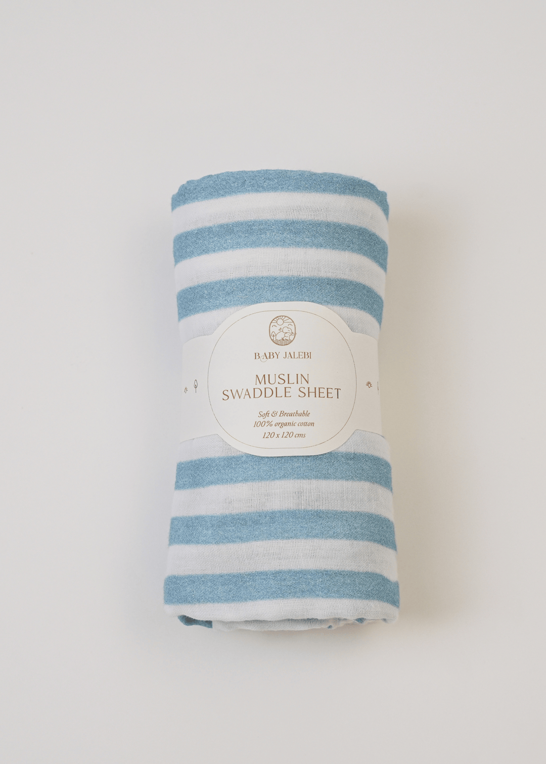 Baby Jalebi Swaddles Blue Stripes Organic Muslin Swaddle