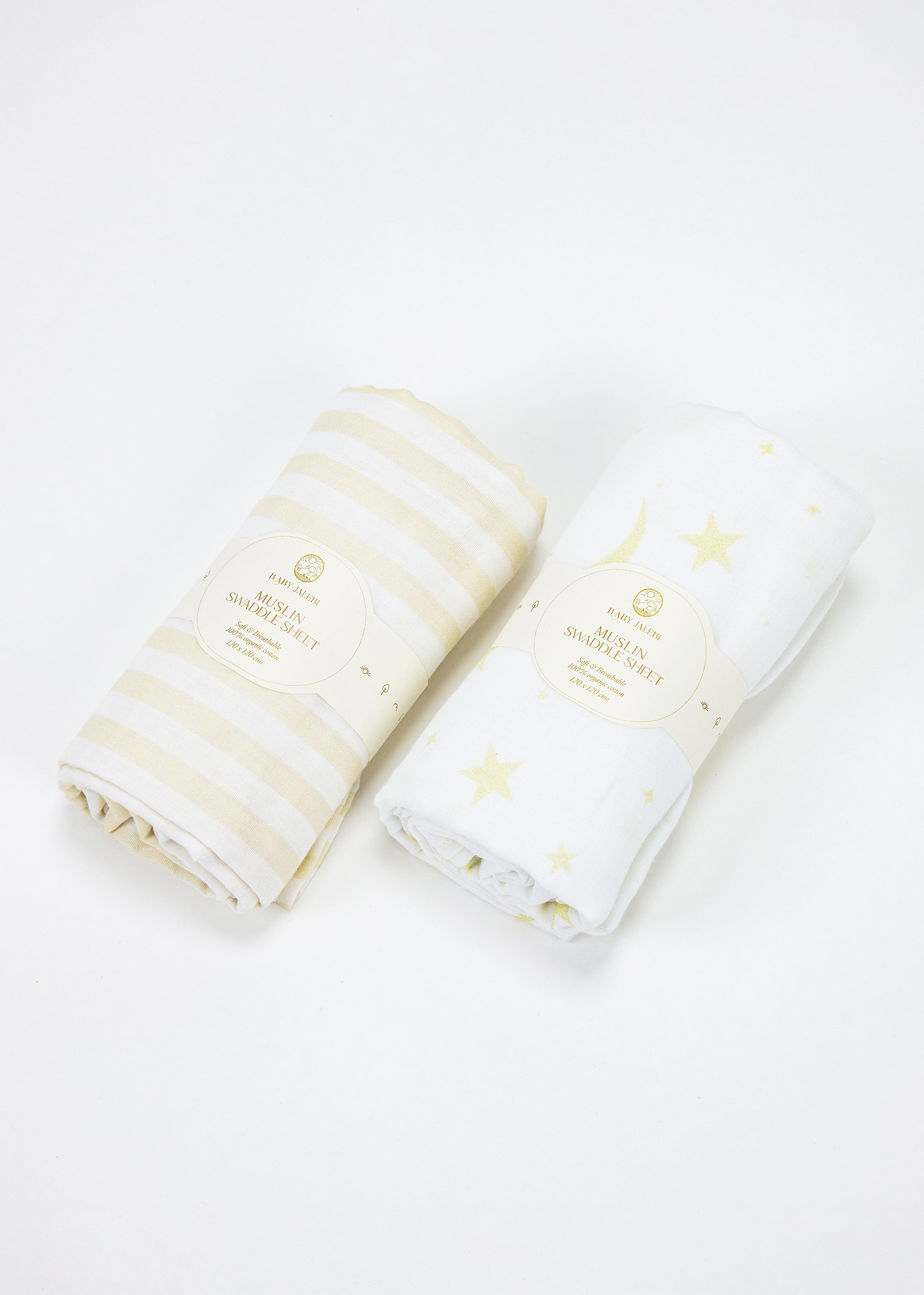 Baby Jalebi Swaddles Luna Organic Muslin Swaddle Set of 2