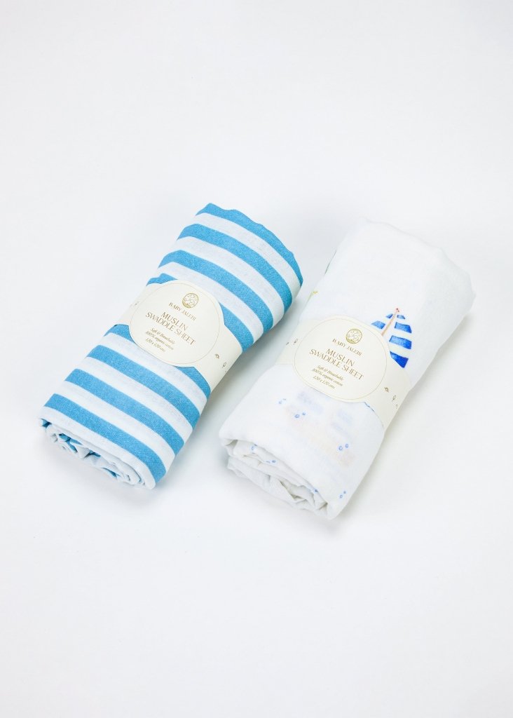 Riviera Organic Muslin Swaddle Set of 2 - Baby Jalebi