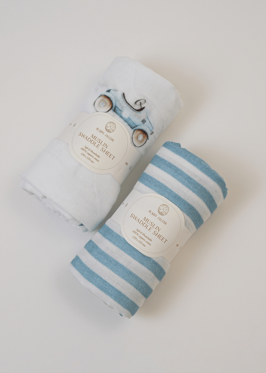 Baby Jalebi Swaddles Roadster Organic Muslin Swaddle Set of 2