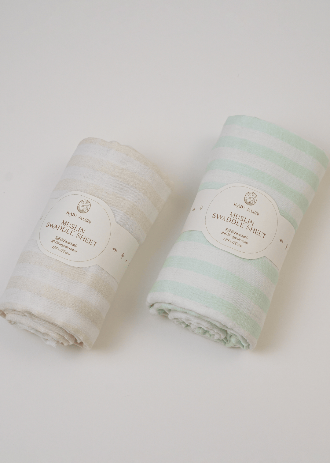 Baby Jalebi Swaddles Stripes Organic Muslin Swaddle Set of 2