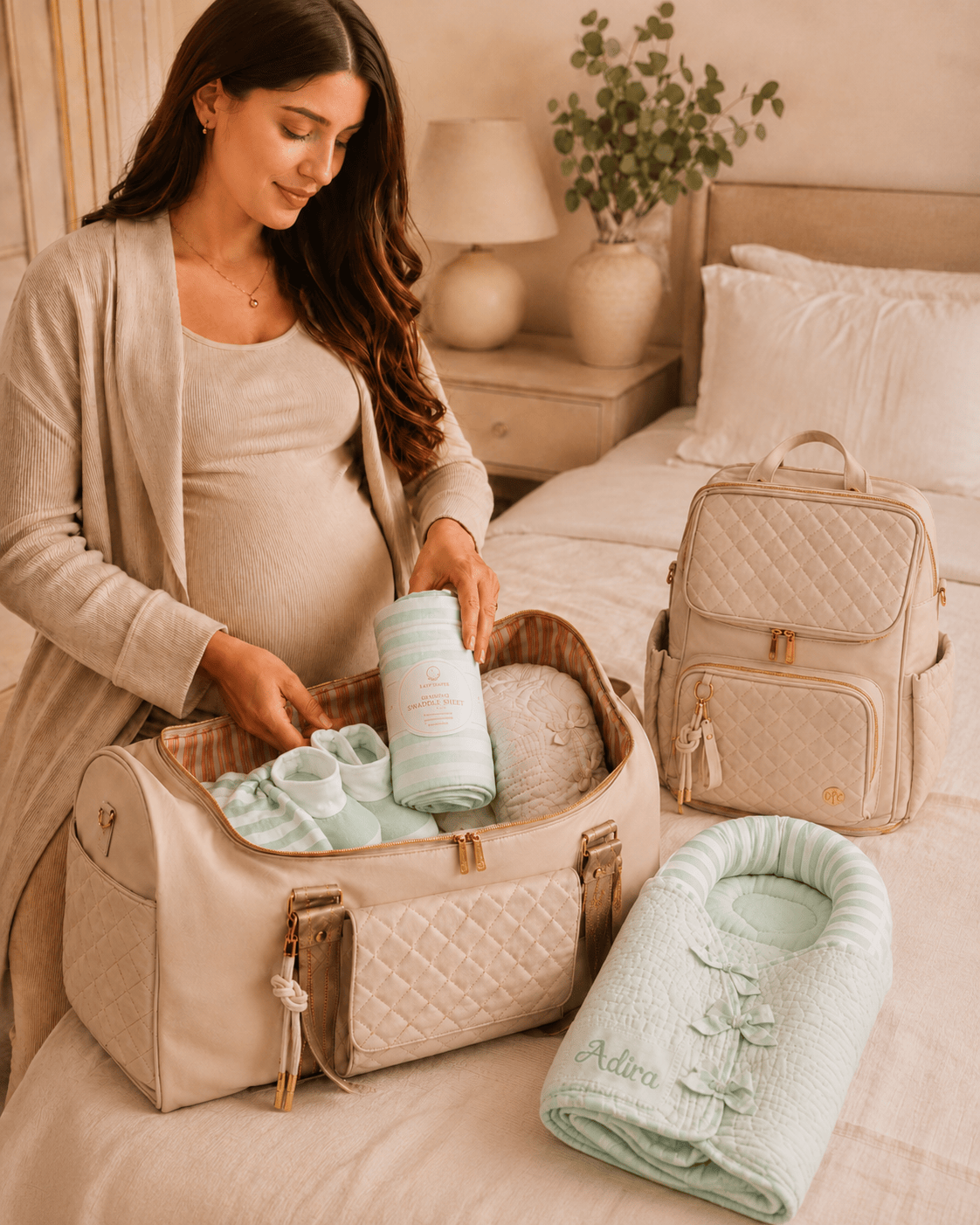 Baby Jalebi The Bring Baby Home Bundle - Mint & Ecru