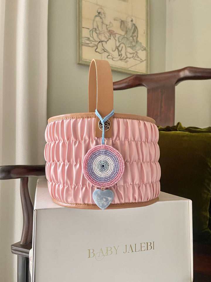 Baby Jalebi Woven Cord Beaded Behold Bag Charm ( Lilac x Sky)